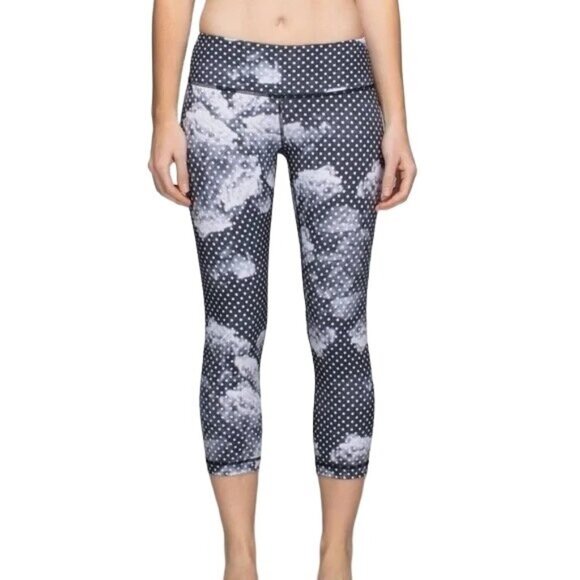 Lululemon Womens Wunder Under Crop Legging Dottie Dream Polka Dot Size 6 - Picture 1 of 7